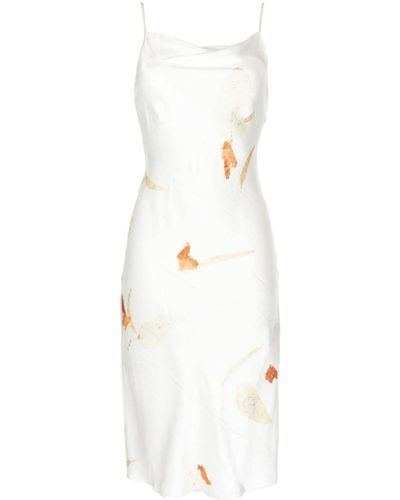 Feng Chen Wang Midi-jurk Met Bloemenprint - Wit