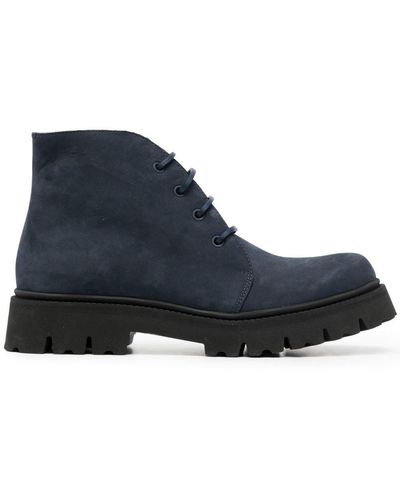 Emporio Armani Lace-up Leather Ankle Boots - Blue