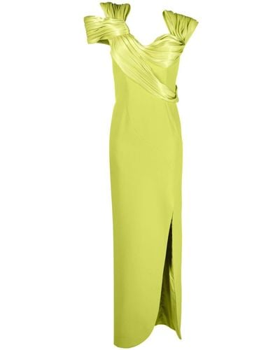 Gaby Charbachy Draped-panel Long Dress - Yellow