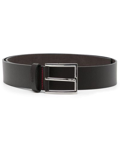 HUGO Contrast-stitching Leather Belt - Black