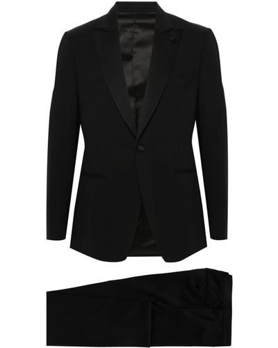 Lardini Single-breasted Wool Suit - Black