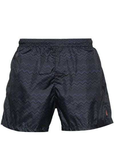Missoni Zigzag-print Swim Shorts - Blue