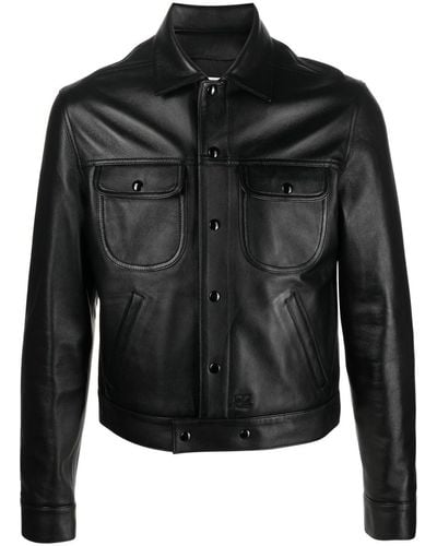 Courreges Chest Flap-pocket Leather Jacket - Black