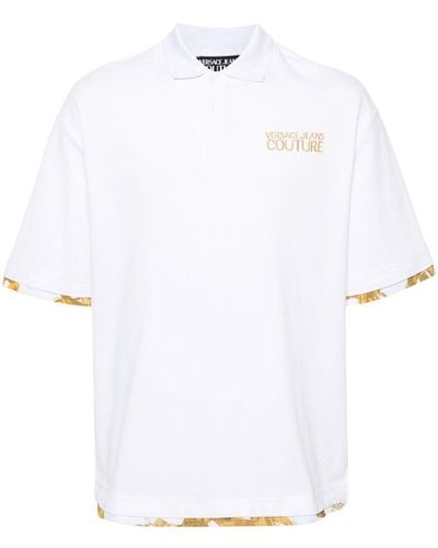 Versace Embroidered-logo Polo Shirt - White