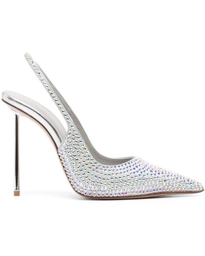 Le Silla Bella 115mm Crystal-embellished Court Shoes - White