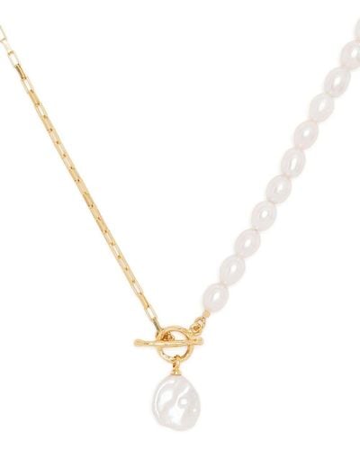 Dower & Hall Collar Luna con charm de perlas - Blanco