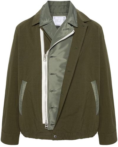 Sacai Giacca imbottita con design a strati - Verde