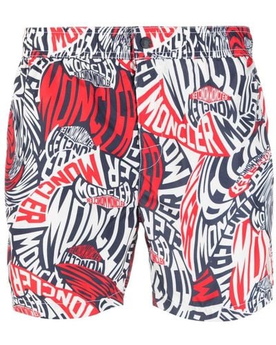 Moncler Logo-print Swim Shorts - Red