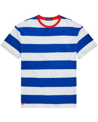 Polo Ralph Lauren Stripe-pattern Cotton T-shirt - Blue