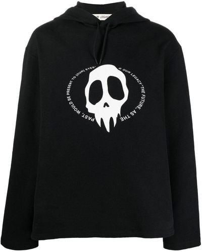 Our Legacy Maverick Skull-print Hoodie - Black