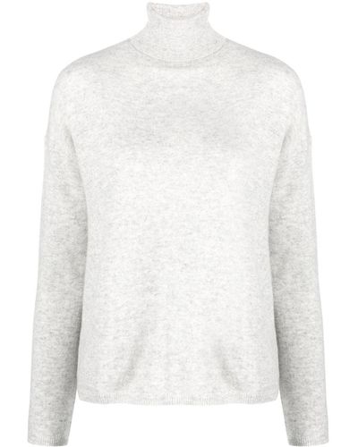 Allude Fine-knit Roll-neck Sweatshirt - White