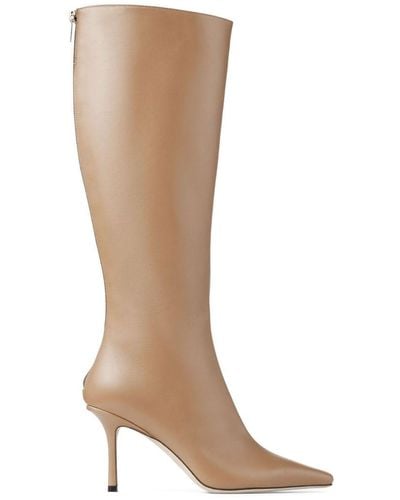 Jimmy Choo Agathe 85mm Pointed-toe Boots - White