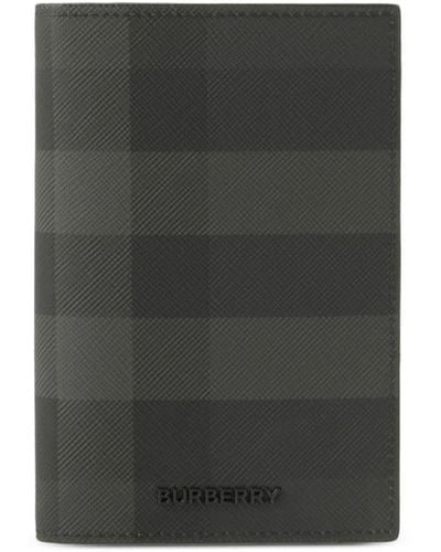 Burberry Check-pattern Leather Passport Holder - Black