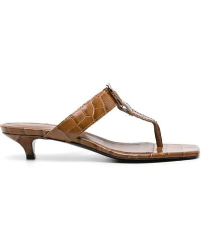 Totême The Belted 35mm Crocodile-effect Mules - Brown