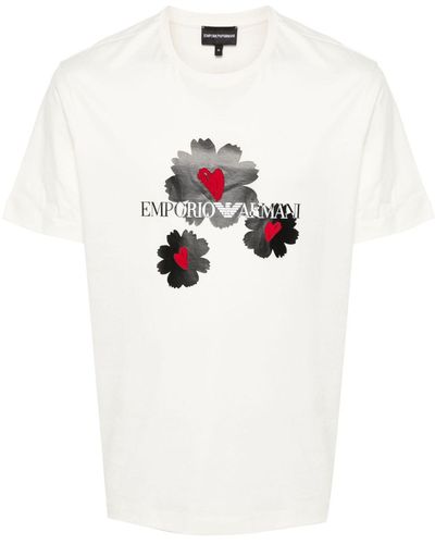 Emporio Armani Camiseta Mon-Amour con estampado afelpado - Blanco