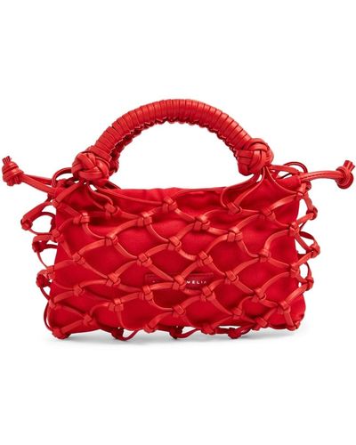 STUDIO AMELIA Trellis Knotted Shoulder Bag - Red