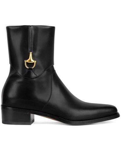 Gucci Ankle Boot With Horsebit Detail - Black