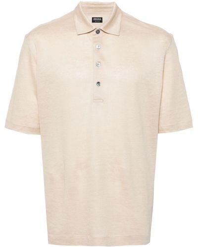 ZEGNA Short-sleeve Linen Polo Shirt - Natural