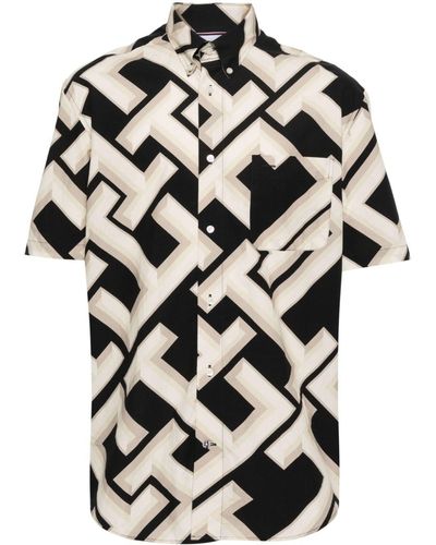 Tommy Hilfiger Katoenen Overhemd Met Monogramprint - Zwart