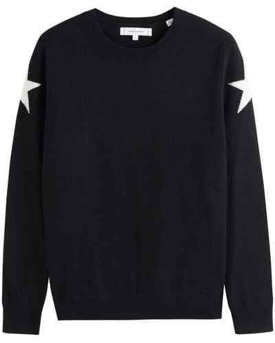 Chinti & Parker Star-intarsia Fine-knit Sweater - Black