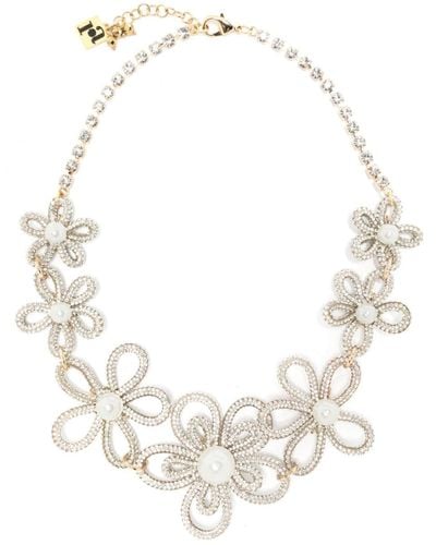Rosantica Floral-appliqué Crystal-embellished Necklace - White