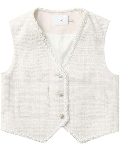 B+ AB V-neck Tweed Waistcoat - White