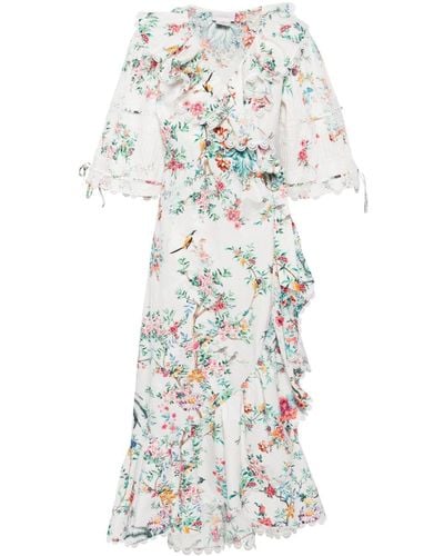 Camilla Floral-print Midi Dress - White