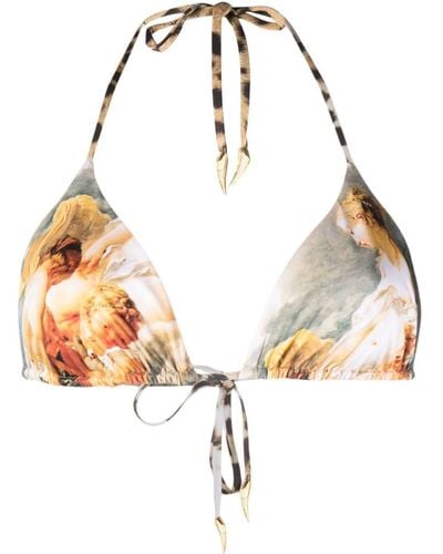 Roberto Cavalli Wild Leda Print Triangle Bikini Top - Multicolor