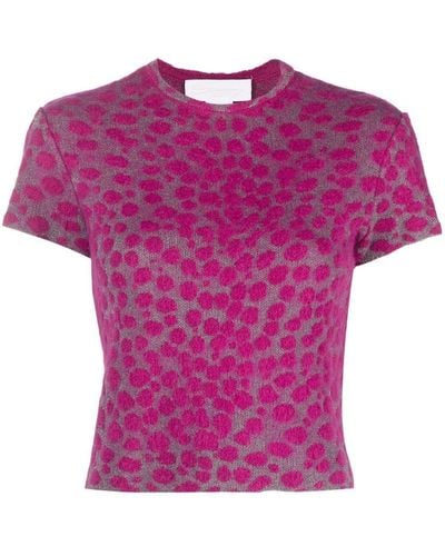 Genny Short-sleeve Knitted Top - Pink