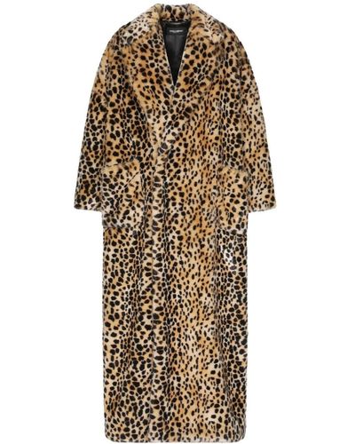 Dolce & Gabbana Leopard-print Faux-fur Coat - Natural