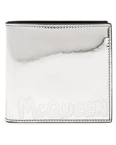 Alexander McQueen Silberfarbenes Portemonnaie - Weiß