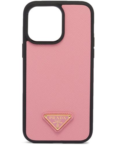 Prada Triangle-logo Iphone 14 Pro Max Case - Pink