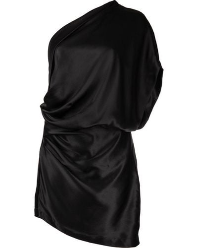 Michelle Mason One-shoulder Silk Mini Dress - Black
