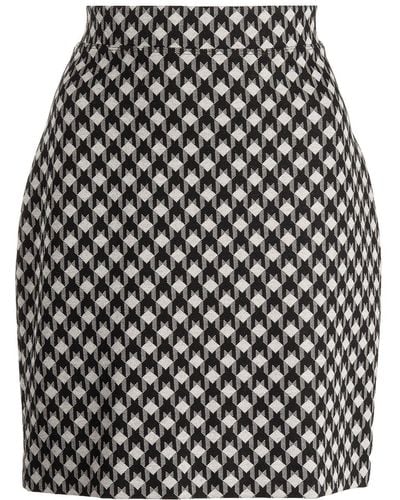 Rosetta Getty Houndstooth Tapered Miniskirt - Black
