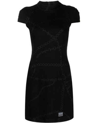 Versace Logo-print Short-sleeved Dress - Black