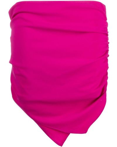 The Attico Hatty Gathered Asymmetric Mini Skirt - Pink