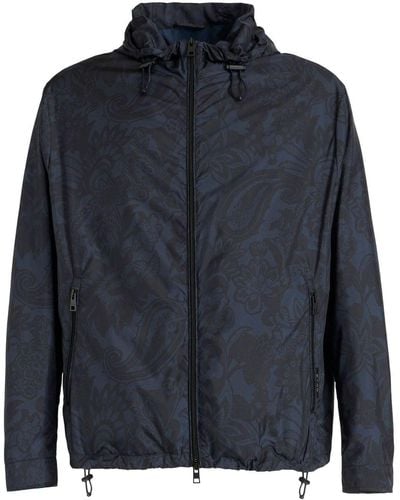 Etro Paisley-print Zip-up Hooded Jacket - Blue