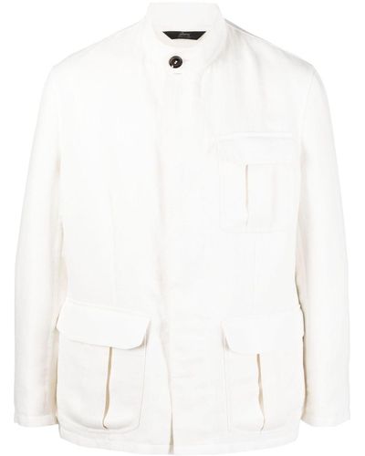 Brioni Concealed-fastening Military Jacket - White