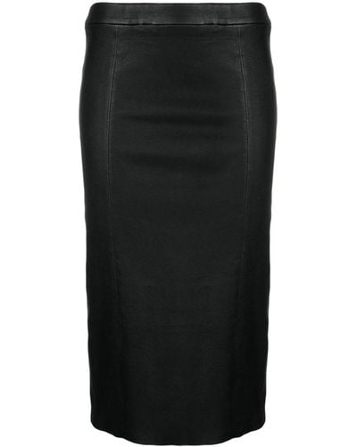 Arma Desia Leather Midi Skirt - Black