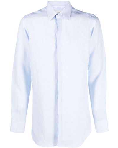 Tintoria Mattei 954 Pinstripe-pattern Linen Shirt - White