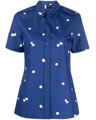 Aspesi Abstract Polka-dot Print Shirt - Blue