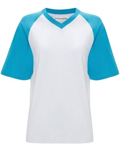 Victoria Beckham Football Organic-cotton T-shirt - Blue