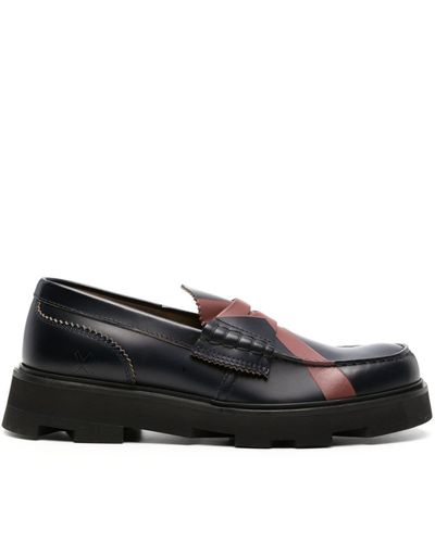 COLLEGE Cross-print Leather Loafers - Black