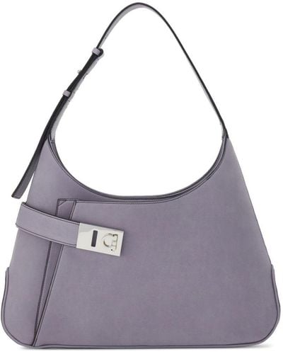 Ferragamo Hobo Leather Shoulder Bag - Purple