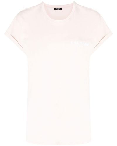 Balmain T-shirt à logo imprimé - Blanc