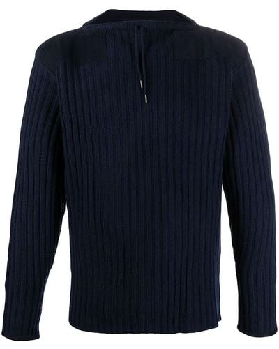 N.Peal Cashmere Drawstring-neck Ribbed Sweater - Blue