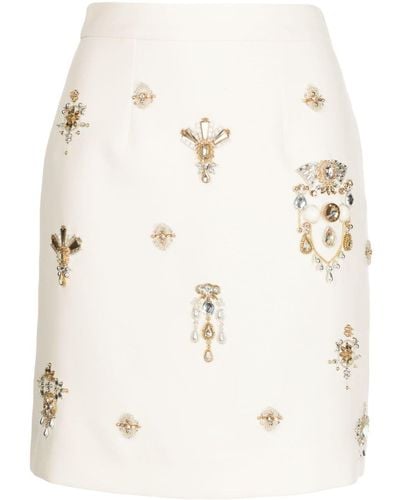 Zuhair Murad Jewel-embellished Silk Miniskirt - Natural