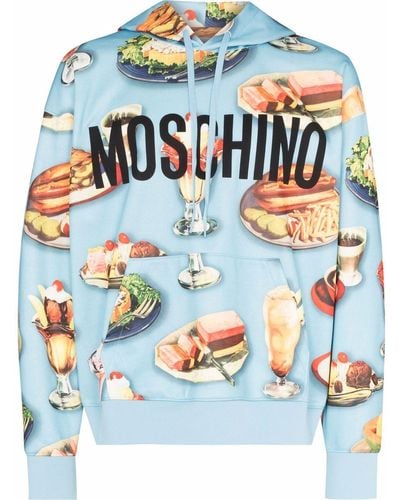 Moschino モスキーノ Diner Group プリント パーカー - ブルー