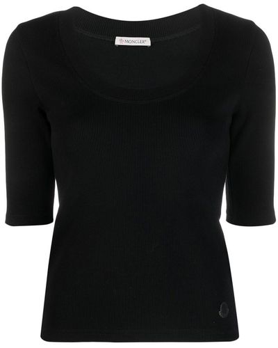 Moncler Top Met Cropped Mouwen - Zwart