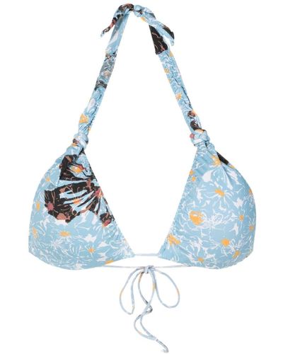 Clube Bossa Rings Floral-print Bikini Top - Blue